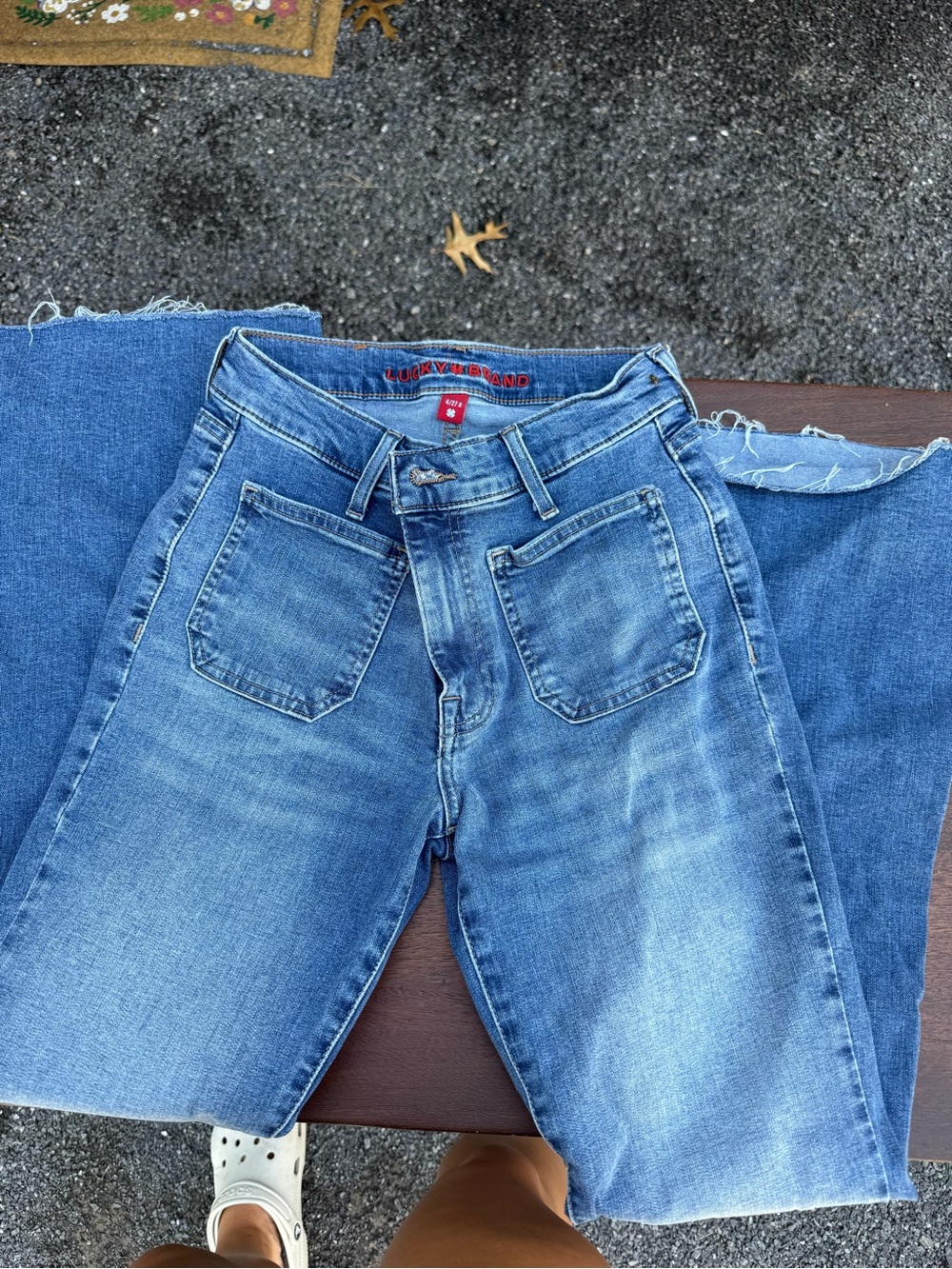 Lucky Brand Women's Light Blue Boyfriend Jeans with Patch Front Pockets